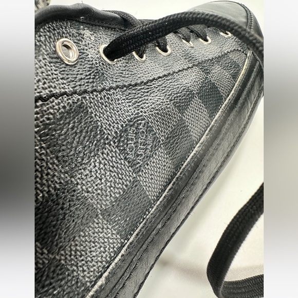 Louis Vuitton Black & Grey Leather Damier Ebene Monogram Sneaker - Picture 12 of 16